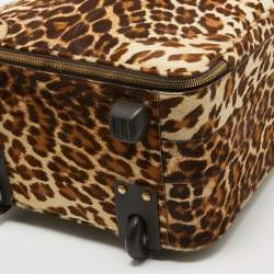 Prada Beige/Brown Calf Hair Rolling Trolley Luggage