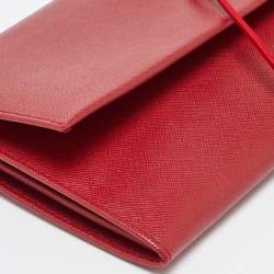 Prada Red Saffiano Leather Flap Pouch 