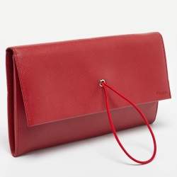 Prada Red Saffiano Leather Flap Pouch 