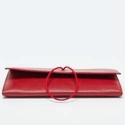 Prada Red Saffiano Leather Flap Pouch 