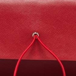 Prada Red Saffiano Leather Flap Pouch 