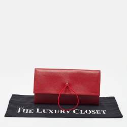 Prada Red Saffiano Leather Flap Pouch 