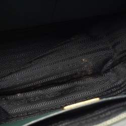Pre Owned Prada Two Tone Dark Green Saffiano Lux Leather Medium Double Zip Tote