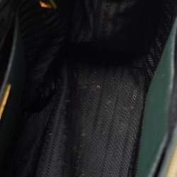 Pre Owned Prada Two Tone Dark Green Saffiano Lux Leather Medium Double Zip Tote