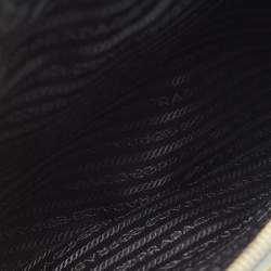 Pre Owned Prada Two Tone Dark Green Saffiano Lux Leather Medium Double Zip Tote