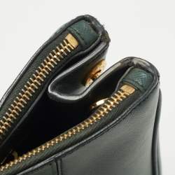 Pre Owned Prada Two Tone Dark Green Saffiano Lux Leather Medium Double Zip Tote