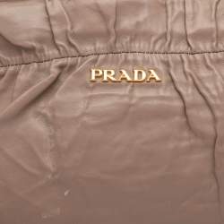 Prada Beige Leather Bow Clutch