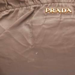 Prada Beige Leather Bow Clutch