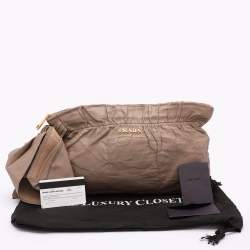 Prada Beige Leather Bow Clutch