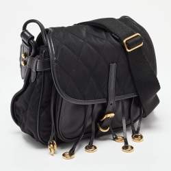 مملوكة مسبقًا Prada Black Leather and Nylon Corsaire Crossbody Bag