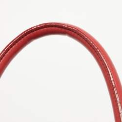 Pre Owned Prada Red Gaufre Nylon and Leather Snap Tote