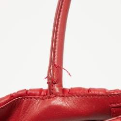 Pre Owned Prada Red Gaufre Nylon and Leather Snap Tote