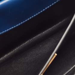 Pre Owned Prada Blue/Black Saffiano Leather Cahier Flap Shoulder Bag