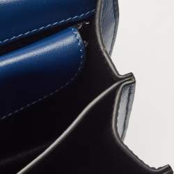 Pre Owned Prada Blue/Black Saffiano Leather Cahier Flap Shoulder Bag