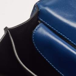 Pre Owned Prada Blue/Black Saffiano Leather Cahier Flap Shoulder Bag