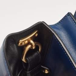 Pre Owned Prada Blue/Black Saffiano Leather Cahier Flap Shoulder Bag