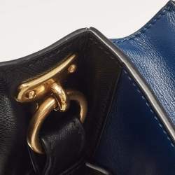 Pre Owned Prada Blue/Black Saffiano Leather Cahier Flap Shoulder Bag