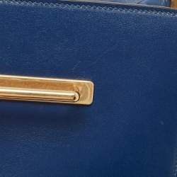 Pre Owned Prada Blue/Black Saffiano Leather Cahier Flap Shoulder Bag
