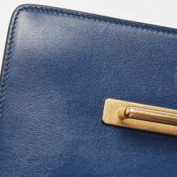 Pre Owned Prada Blue/Black Saffiano Leather Cahier Flap Shoulder Bag