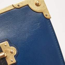 Pre Owned Prada Blue/Black Saffiano Leather Cahier Flap Shoulder Bag