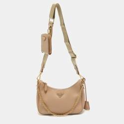 Prada Beige Saffiano Lux Leather Re-Edition 2005 Baguette Bag
