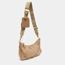 Prada Beige Saffiano Lux Leather Re-Edition 2005 Baguette Bag