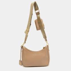 Prada Beige Saffiano Lux Leather Re-Edition 2005 Baguette Bag