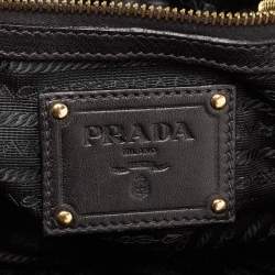 Prada Black Gaufre Leather Chain Hobo