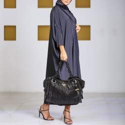 Prada Black Gaufre Leather Chain Hobo
