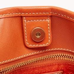 Pre Owned Prada Orange Nylon and Leather Logo Tote