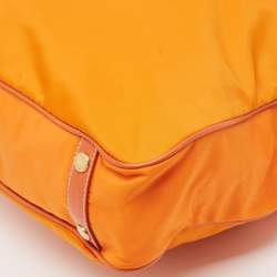 Pre Owned Prada Orange Nylon and Leather Logo Tote