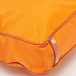 Pre Owned Prada Orange Nylon and Leather Logo Tote
