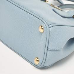 Prada Light Blue Saffiano Lux Leather Micro Double Zip Tote