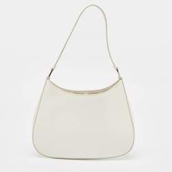 Prada White Glossy Leather Cleo Hobo