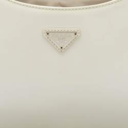 Prada White Glossy Leather Cleo Hobo