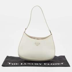 Prada White Glossy Leather Cleo Hobo