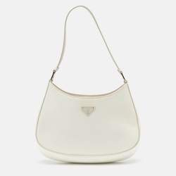 Prada White Glossy Leather Cleo Hobo