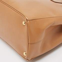 Pre Owned Prada Brown Saffiano Lux Leather Large Double Zip Tote
