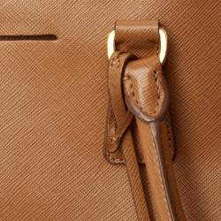 Pre Owned Prada Brown Saffiano Lux Leather Large Double Zip Tote