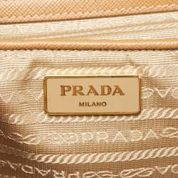Pre Owned Prada Brown Saffiano Lux Leather Large Double Zip Tote