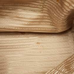 Pre Owned Prada Brown Saffiano Lux Leather Large Double Zip Tote