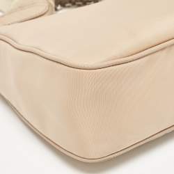 Prada Beige Nylon and Leather Re-Edition 2005 Baguette Bag