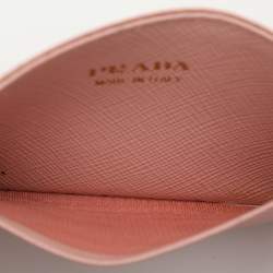 Pre Owned Prada Pink Saffiano Leather Logo Card Holder