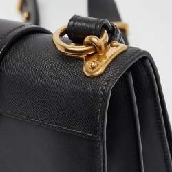 Pre Owned Prada Black Saffiano Leather Cahier Flap Shoulder Bag