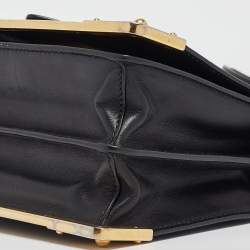Pre Owned Prada Black Saffiano Leather Cahier Flap Shoulder Bag