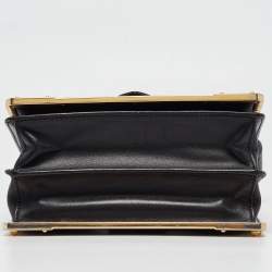 Pre Owned Prada Black Saffiano Leather Cahier Flap Shoulder Bag
