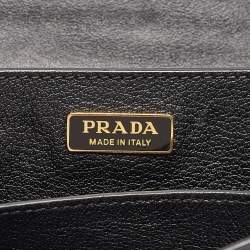 Pre Owned Prada Black Saffiano Leather Cahier Flap Shoulder Bag