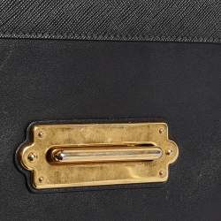 Pre Owned Prada Black Saffiano Leather Cahier Flap Shoulder Bag