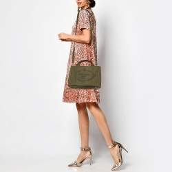 Pre Owned Prada Green Canvas Small Canapa Tote