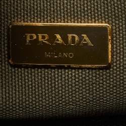 Pre Owned Prada Green Canvas Small Canapa Tote